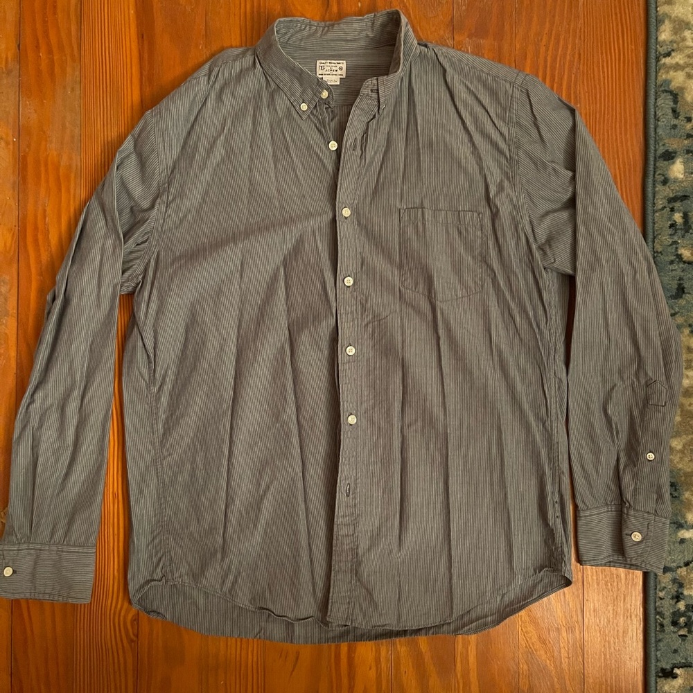 JCrew grey and white striped button down